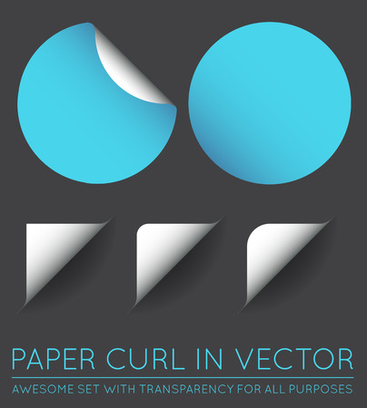 Set of Vector Stickers with Paper Curlのイラスト素材