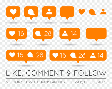 Vector Like, Follower, Comment Icon Setのイラスト素材
