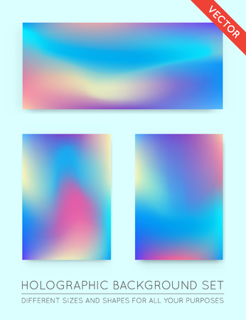 Set of Holographic Trendy Backgrounds. Can be used for Cover, Book, Print, Fashion.のイラスト素材