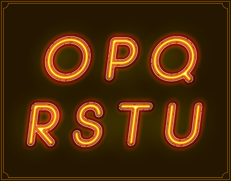 Neon Italic Font Type Alphabet. Glowing in Vector.のイラスト素材