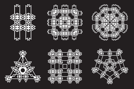 Ethnic Fractal Mandala Vector Meditation looks like Snowflake or Maya Aztec Pattern or Flower too Isolatedのイラスト素材