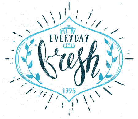 Coffee Cafe Fresh Everyday Fictitious name Template Hand Drawn Calligraphy Pen Brush Vectorのイラスト素材