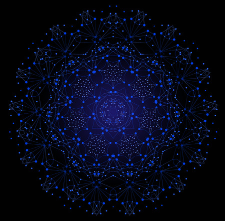Vector Colorful Bright Shape, Molecular Structure with Lines and Dots Background.のイラスト素材