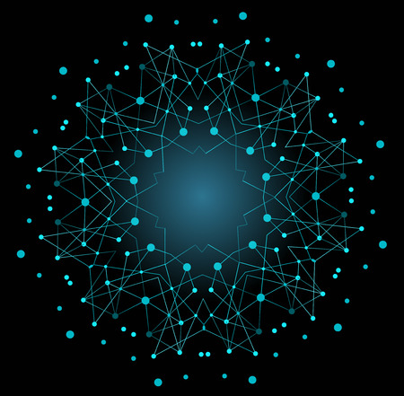 Vector Colorful Bright Shape, Molecular Structure with Lines and Dots Background.のイラスト素材