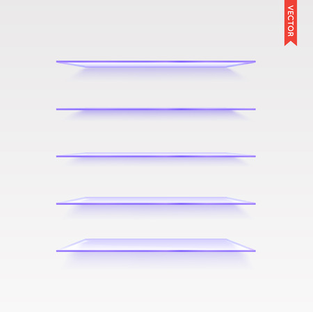 Set of Glass Shelves Vector Isolated on the Wall Backgroundのイラスト素材