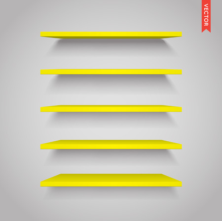 Set of Plastic Shelves Vector Isolated on the Wall Backgroundのイラスト素材