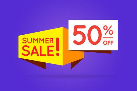 Summer Sale Sign Banner Poster ready for Web and Print. Vector. Super, Mega, Huge Sale with Special Offerのイラスト素材