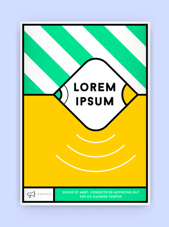 Visual identity in Trendy New Fat Line Style Geometric Design in Retro Style with Fresh Old School Colours with Fictitious names and textのイラスト素材