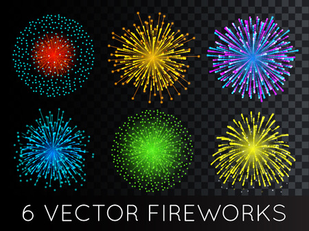 Vector Fireworks Set with transparencyのイラスト素材