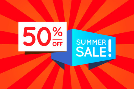 Summer Sale Sign Banner Poster ready for Web and Print. Vector. Super, Mega, Huge Sale with Special Offerのイラスト素材