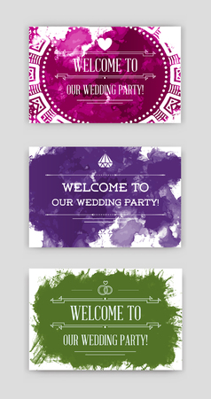 Set of Bright Watercolor Invitations in Vectorのイラスト素材