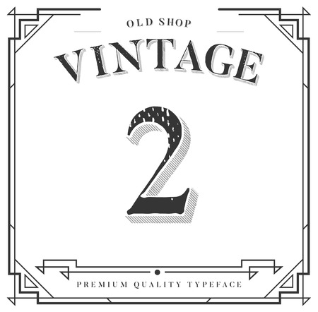 Vector Font. Numbers with Classy Stylish Frameのイラスト素材