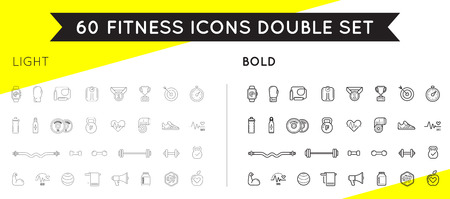Set of Thin and Bold Vector Fitness Aerobics Gym Elements and Fitness Icons Illustration can be used as   Icon in premium qualityのイラスト素材