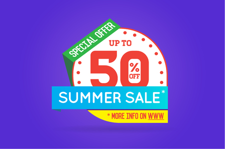 Summer Sale Sign Banner Poster ready for Web and Print. Vector. Super, Mega, Huge Sale with Special Offerのイラスト素材