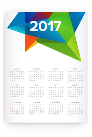 2017 Calendar. Abstract. Week Starts from Sunday. Vector illustration. Print Readyのイラスト素材