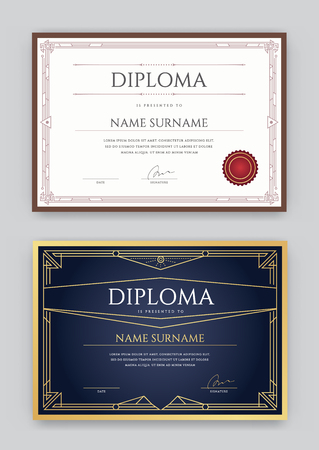 Set of Diploma or Certificate Premium Design Template in Vectorのイラスト素材