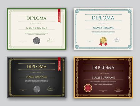 Set of Diploma or Certificate Premium Design Template in Vectorのイラスト素材
