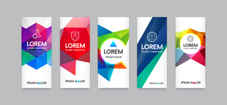 Set of Visual identity with letter logo elements polygonal style Letterhead and geometric triangular design style brochure cover template mockups for business with Fictitious namesのイラスト素材