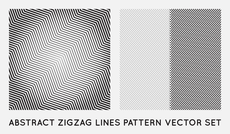 Set of Oblique Edgy Zigzag Lines Pattern in Vectorのイラスト素材