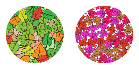 Set of Summer Autumn Fall Minimal Design Vector Leavesのイラスト素材