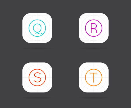 Set of App Icon Template with Guidelines. Vector Fresh Colourのイラスト素材