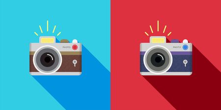Set of Retro camera in a Flat style. Vector.のイラスト素材