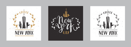 Set of New York City Template Hand Drawn Calligraphy Pen Brush Sign Vectorのイラスト素材