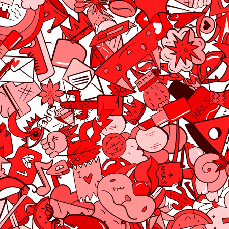 Graffiti pattern with urban lifestyle line icons. Crazy doodle abstract vector background. Trendy linear style collage with bizarre street art elements.のイラスト素材