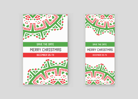 Set of Vector Happy New Year or Merry Christmas theme Save the Date Invitation to the Partyのイラスト素材