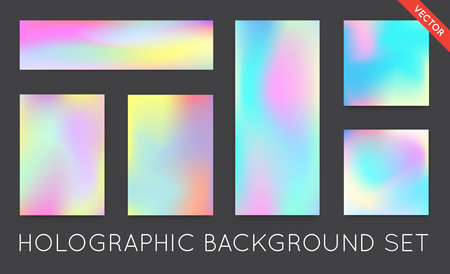 Set of Holographic Trendy Backgrounds. Can be used for Cover, Book, Print, Fashion.のイラスト素材
