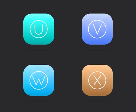 Set of App Icon Template with Guidelines. Vector Fresh Colourのイラスト素材
