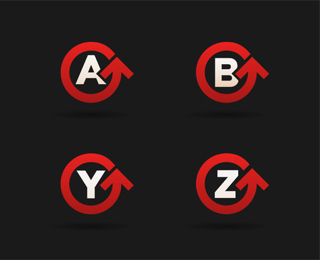 Set of Circle Arrow Logo Icon Design with Letter. Template Element in Vector.のイラスト素材