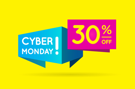 Cyber Monday Sale Sign Banner Poster ready for Web and Print. Vector. Super, Mega, Huge Sale with Special Offerのイラスト素材