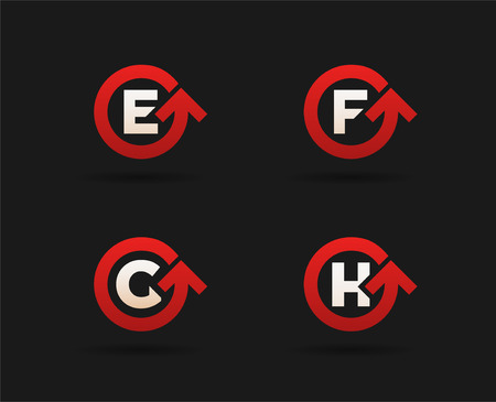 Set of Circle Arrow Logo Icon Design with Letter. Template Element in Vector.のイラスト素材