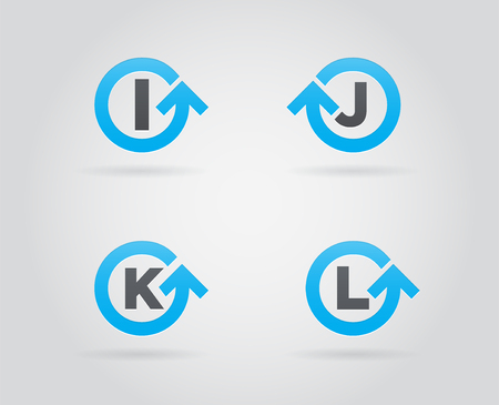 Set of Circle Arrow Logo Icon Design with Letter. Template Element in Vector.のイラスト素材