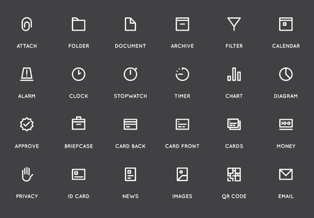 Business User Interface (UI) Vector Icon Set. High Quality Minimal Lined Icons for All Purposes.のイラスト素材