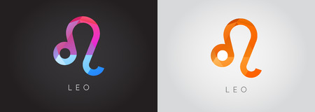 Set of Two leo Constellation. Detailed Stylish Zodiac Icon. Modern Style Drawing. Vector Illustration.のイラスト素材