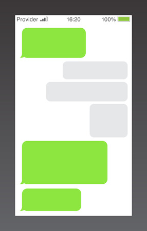 Messenger short message service bubbles. Text chat sms boxes. Empty messaging bubles template.のイラスト素材