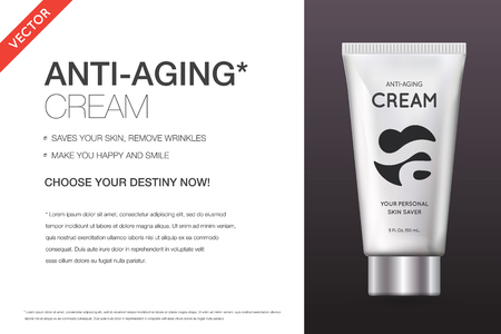 Anti-aging Hand Cream Contained in Cosmetic tube, 3d illustration for Advertisingのイラスト素材