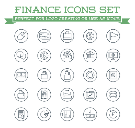 Set of Vector Banking Finance Money Icons. Payments and Income. Richness. Can be used as Logo or Icon in premium quality