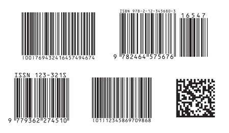 Bar code icon. Set of Modern Flat Barcode.  Can be use as a template for Products. Mockup. Vector.のイラスト素材