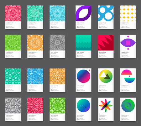 Vector Bright Trendy Vertical Business Card Big Setのイラスト素材