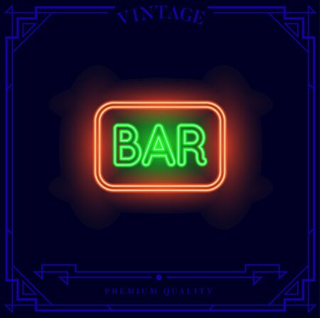 Beach Bar Neon light sign. Vector illustration.のイラスト素材