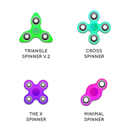 Fidget Hand Spinner Toys flat vector iconsのイラスト素材