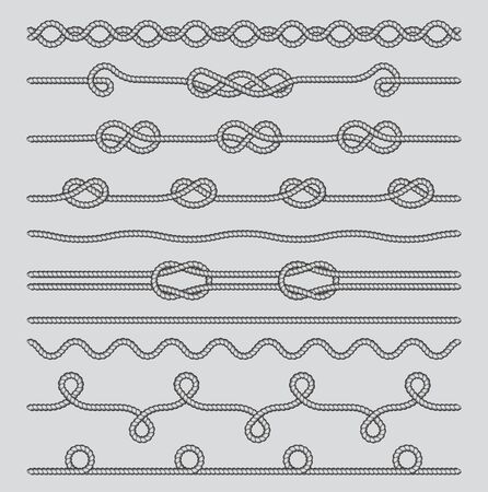 Set of Rope and knots. Decorative elements. Vector illustration collection.のイラスト素材