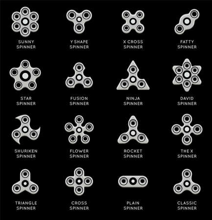 Set of Spinner or fidget spinner Different Shapesのイラスト素材