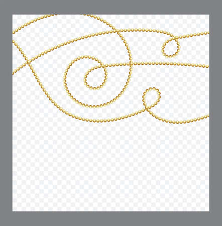 Golden or Bronze Color Round Chain. Realistic String Beads insulated. Decorative element. Gold Bead Design.Vector illustration.のイラスト素材