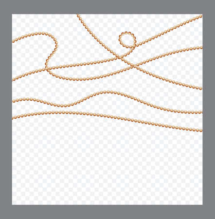 Golden or Bronze Color Round Chain. Realistic String Beads insulated. Decorative element. Gold Bead Design.Vector illustration.のイラスト素材