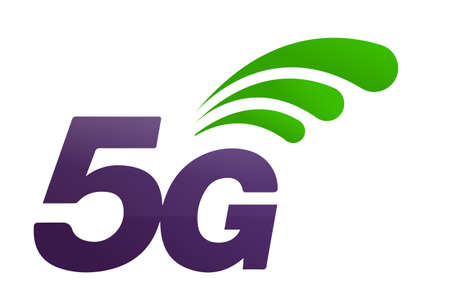 5th generation mobile network logotype. isolated vector 5G icon. high speed connection wireless systems sign. telecommunications standard of faster Internet connectionのイラスト素材