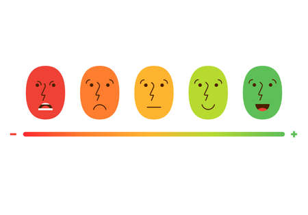 Satisfaction Rating. Set of Feedback Icons in form of emotions. Excellent, good, normal, bad, awful. Vector illustration.のイラスト素材
